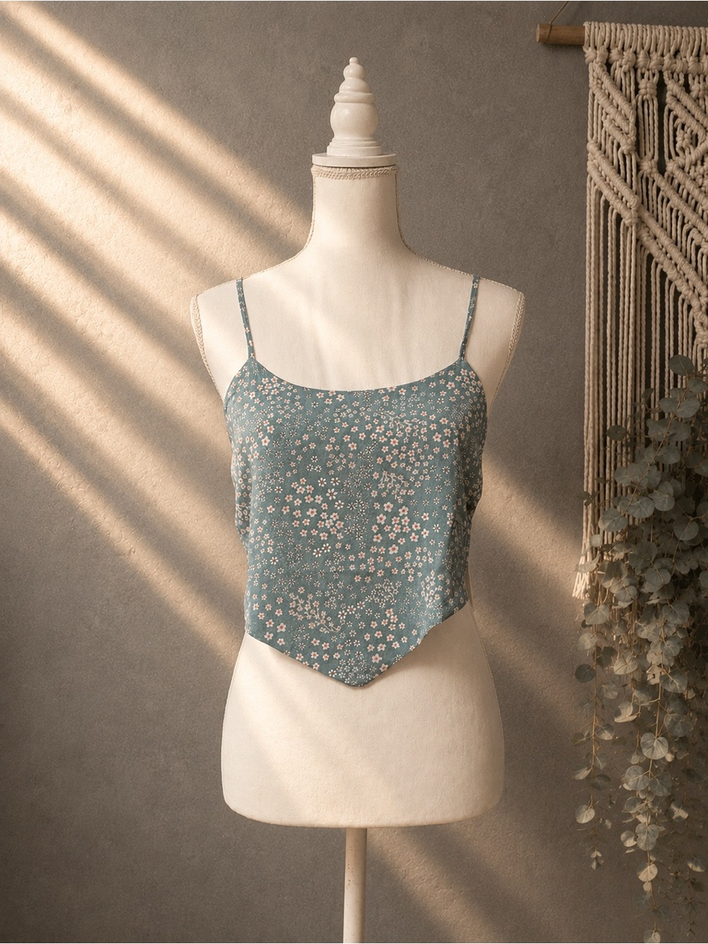 Pink Rose Jade Ditsy Floral Crop Top